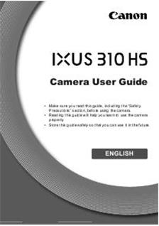 Canon Digital Ixus 310 HS manual. Camera Instructions.